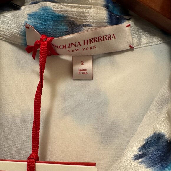 Carolina Herrera Tie-Dye Print Long Sleeve Button-Up Top w/ Tags - Picture 5 of 7